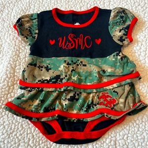 TINY TROOPERS MARINE GIRL WOODLAND BABY RUFFLE DRESS SIZE 3-6 MONTHS